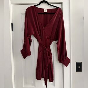 By Together Deep Burgundy dress with belt